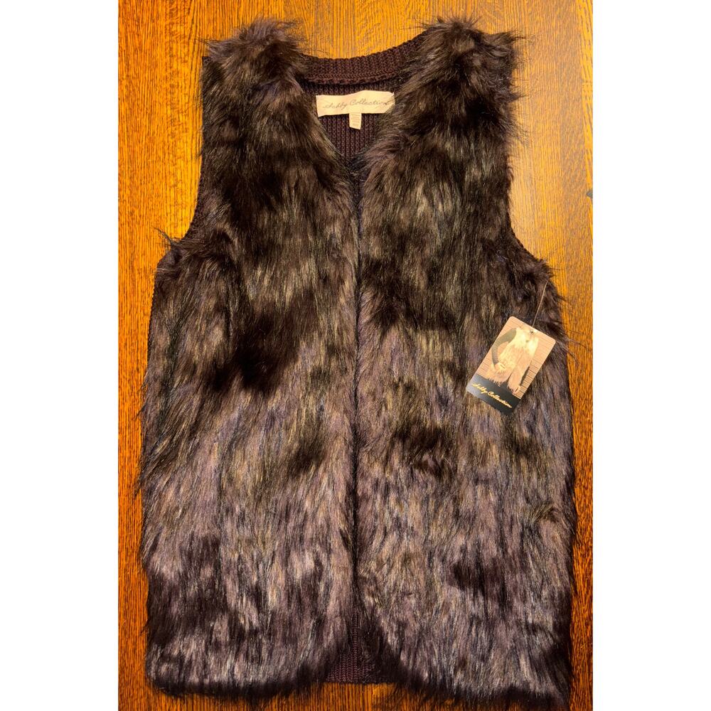 Sebby Collection Faux Fur Vest with Knit Back, Brand New with Tags, Size M